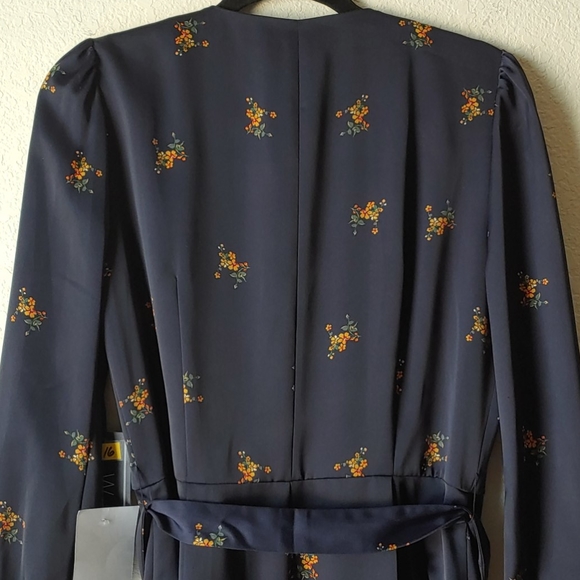 NWT Navy Wrap Floral Vintage Western Style Dress - Picture 10 of 11